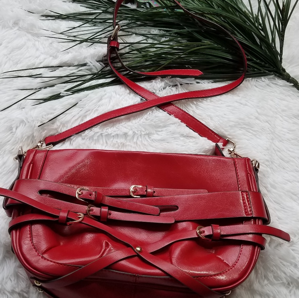 Red leather Belle &  Bloom crossbody bag